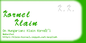 kornel klain business card
